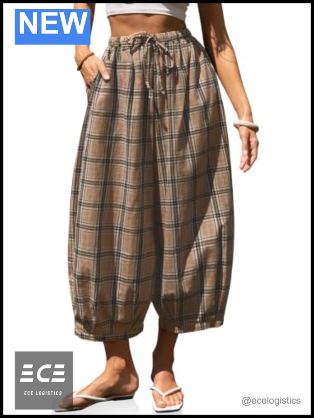 TARSE Cotton Linen Wide Leg Palazzo Pants Drawstring